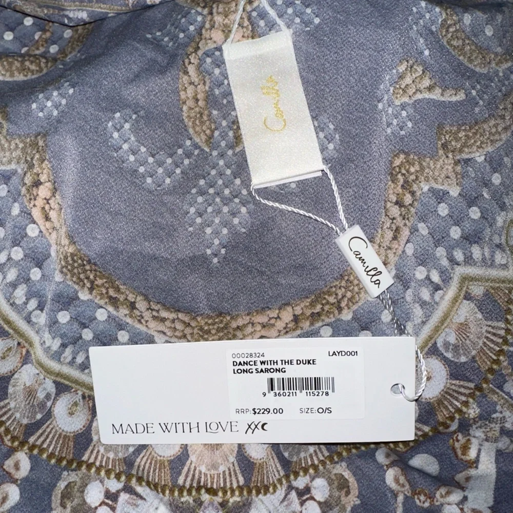 Camilla Dance With the Duke navy boho baroque long sarong swim coverup skirt OS